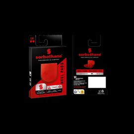 SORBOTHANE Unisex Heel, Boots, Runners, Walkers, Shock Absorbing Shoe Insert, Heel Pads for Football Boots Runners and Walkers, 3-5, Small, Red