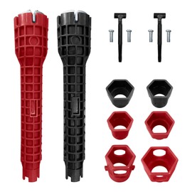 QDAOYU 2 Pack Multi-functional Sink Wrench Faucet Installation Tools, 14-in-1 Sink Wrench and 8 in 1 Basin Wrench Faucet Installer for Toilet Bowl/Bathroom/Kitchen Plumbing with Thread Seal Tape