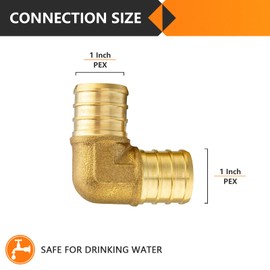 HeSun 5-Pack PEX Fittings, 1"x1" Pex Elbow, Brass Crimp Fitting for Pex Pipes, ASTM F1807