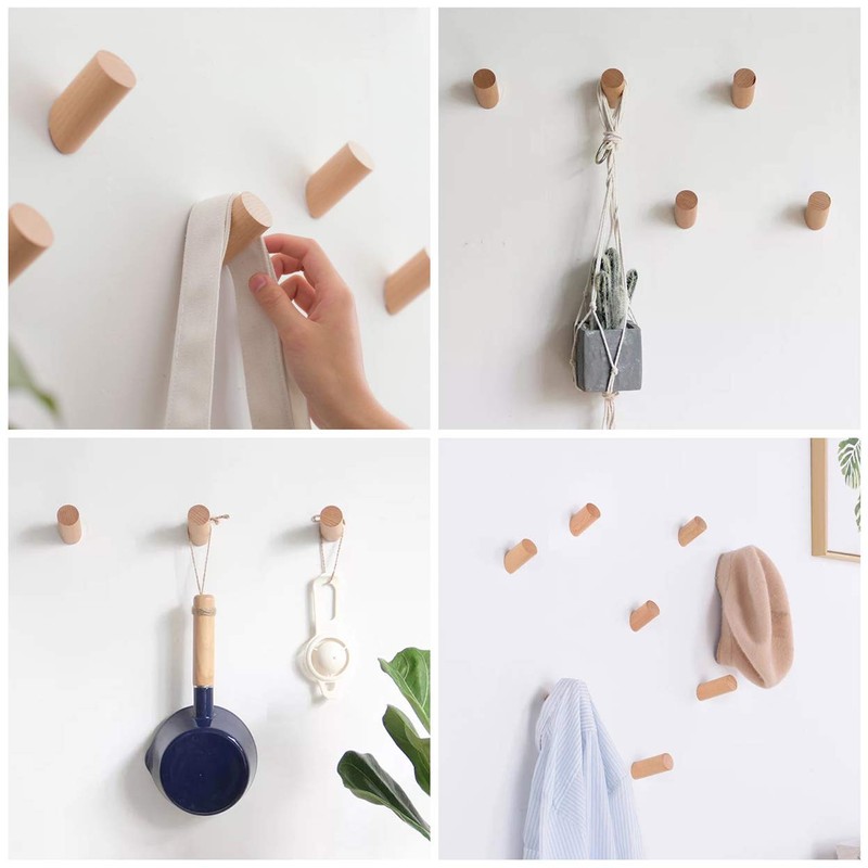 HomeDo Wood Wall Hooks, Hat Hook, Wooden Coat Hooks Wall