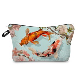 Livel lhood Koi Fish Cosmetic Bag for Women Cute Small Makeup Bag for Purse Travel Toiletry Zipper Pouch for Girls Gift for Sisters Koi Fish Makeup Bag for Her