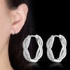 Twisted Linear Hoop Earrings, Sterling Silver Cubic Zirconia Hoop Earrings