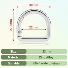 10Pcs Small D Ring Carabiner Clips, Metal Tiny Keychain Spring D Rings Hook for Car Keyring, Backpack Clips, Webbing Buckle, Paracord Keyrings, Dog Tag Clip, Purse Chain Hardware (Silver)