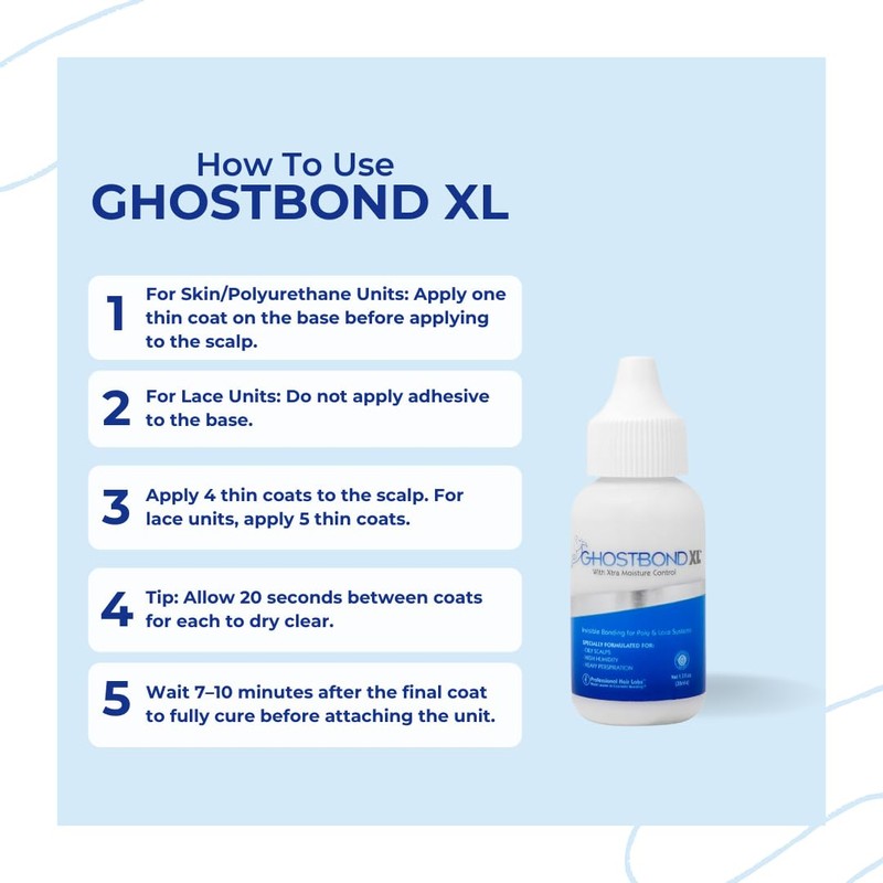 GHOSTBOND XL Hair Replacement Adhesive 1.3oz- Invisible Wig Bonding Glue: