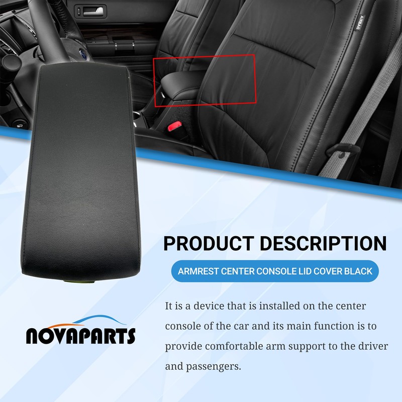 NOVAPARTS Armrest Center Console Lid Cover Black for 2013 2014