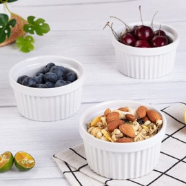 Garvee 8 Oz Ceramic Ramekins, Set of 8 Porcelain Creme Brulee Souffle Ramekins for Baking, Pudding Custard Cups, Dipping Sauces, Dishwasher and Oven Safe, White
