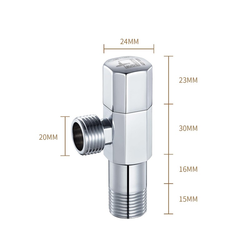 SUBMARINE Brass Angle Stop Valve, 1/2'' Inlet and Outlet Caliber,