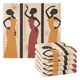 ALAZA Beautiful African Women Dish Towels Set of 6,Dish Bar Tea Towel Dishcloths Washable Fast Drying Dish Cloth Reusable Cleaning Cloth,11 x 11 inches