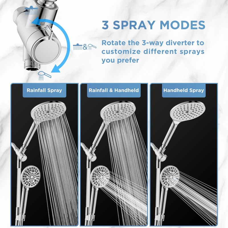MakeFit Dual Filtered Rain Shower Head Combo, Handheld Shower Head