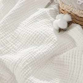 SOULFUL Muslin Throw Blanket with Tassels - Soft King Size Cotton Throw Blanket for Couch or Bed, Lightweight and Breathable Gauze for All Seasons, White, 108" x 90"