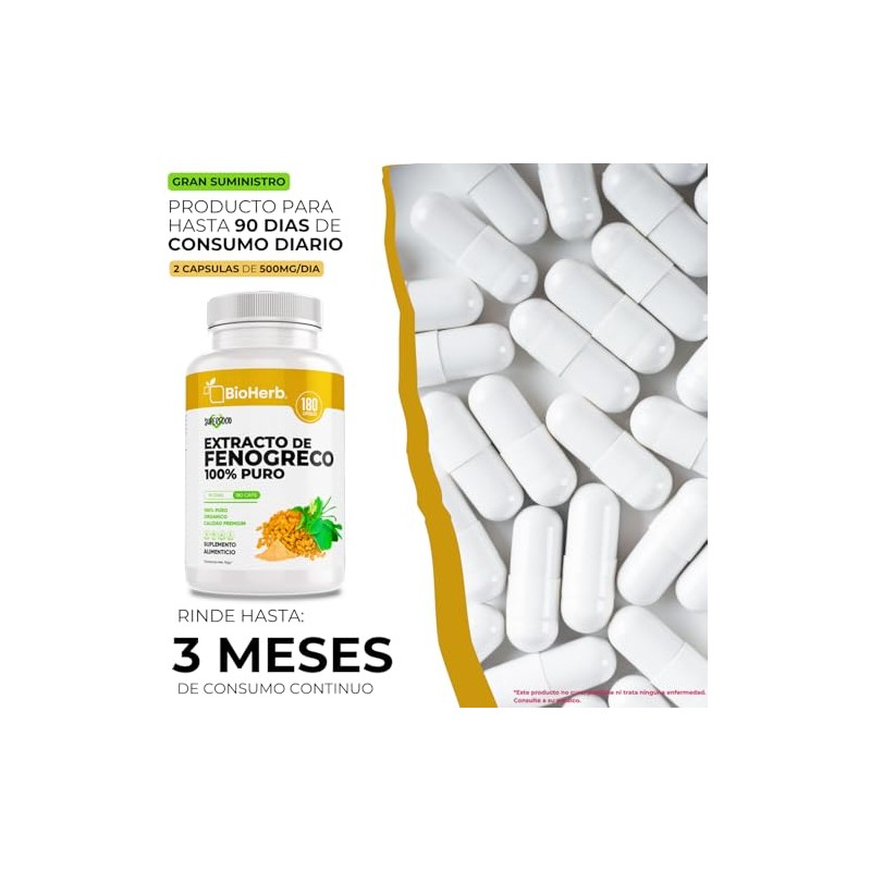 BioHerb® | Fenogreco 100% Puro Extracto Orgánico de Alta Concentración,