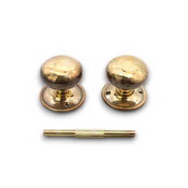Infinity Decor Traditional Aged Brass Hammered Texture Mortice Rim Door Knobs 50mm Pull Handles Pair - for Interior & Exterior Doors 
