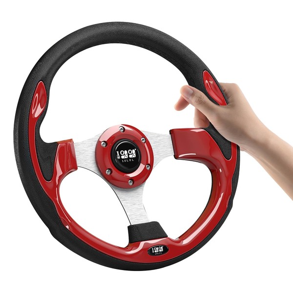 10L0L Golf Cart Steering Wheel-Carbon Fiber Racing Steering Universal for Club Car EZGO Yamaha Ergonomic Design Steering Wheel