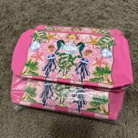 Estée Lauder Lot 4x ESTEE LAUDER Sea Printed Cosmetic Makeup Bag Pink 8.5" x 2" x 5"