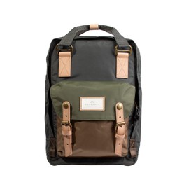 Doughnut Macaroon Jungle Unisex Backpack with Laptop Compartment, Student Backpack, Functional & Handmade, Backpack Made from Recycled PET Bottles & Ocean Waste, Daypack in Olive x Army