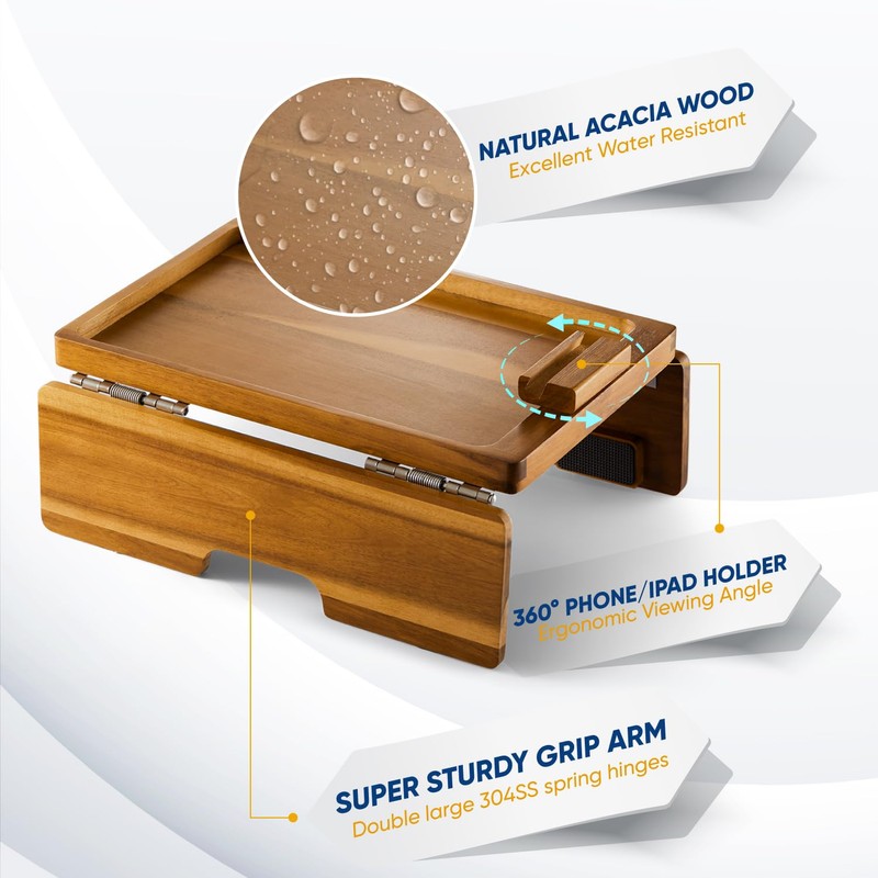 BLUEWEST Sofa Armrest Tray, Arm Table Sofa Arm Tray with