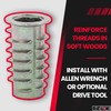 E-Z LOK Threaded Insert for Soft Wood, Zinc Hex-Flanged Thread