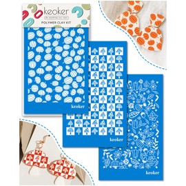 KEOKER visualización de seda de otoño para arcilla polimérica, plantillas de visualización de seda para arcilla polimérica, impresión en arcilla y otras joyas, decoración de aretes de arcilla, cada uno de 6 x 3.8 pulgadas (otoño)