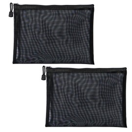 2 Pieces Zipper Mesh Bags, a Bag with a Zipper Cosmetic Organizer Pouch for Daily or Travel to Keep Small Items, Colorful Multiple Sizes (2, Black, L（7" x 9.64" ）)