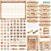 Fancy Land Rustic Classroom Calendar Bulletin Board Set Wood Grain