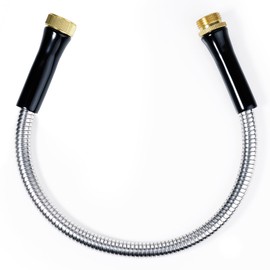 SheeChung Short Garden Hose 2ft x 5/8",Metal Garden Hose for Hose Reel Faucet,Heavy Duty 304 Stainless Steel Metal Leader Hose,Lightweight & Leakproof Water Hose for Outdoor,Yard,Lawn,Male to Female