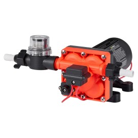 12V DC Marine Water Pump 5 GPM Self Priming Diaphragm Pump Automatic Pressure Switch For RV Boat Yacht CarMaximum Flow Rate: 5.0 GPM, Number of Chambers: 4 Chambers