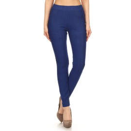 Leggings Depot Women's Cotton Blend Stretch Pull-on Jeggings Casual Pants with Pockets (Royal Blue, 1X)