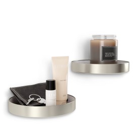 UMBRA Perch Round Wall Shelves, Modern Wall Decoration for Hallway, Living Room and Bedroom, Metal, Nickel, One Size