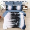 Dinjoy Ombre Blue Comforter Set King Size Gradient Navy Blue