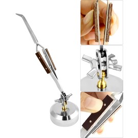 QWORK Third Hand Tweezers, 2 Pack Cross Locking Jewelry Welding/Soldering Tweezers with Base 360°Rotation, Jewelry Making Repair Kit