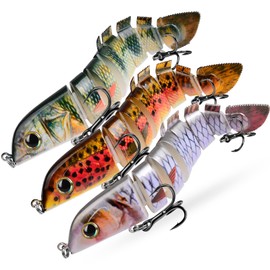 Bass Fishing Lures - Crankbaits Swimbaits Lure Artificial Bait - Multi Jointed Lifelike Hard Baits Snakehead Bowfin Fish Shape Fish Tackle Kits Fishing Lure 3pcs/Set(075)