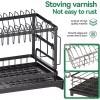 AIDERLY 2 Tier Dish Drainer Rack with Drip Tray Cutlery