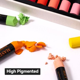 LIGHTWISH Professional Oil Pastels, 48 Vibrant Colors Plus 4 White, Set of 52, Creamy and Pigmented Artist Soft Oil Pastels for Blending, Layering & Shading