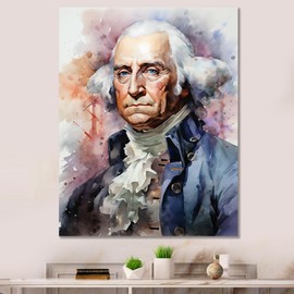 DesignQ Large President/Political Wall Art, George Washington Portrait Revolutionary Icon, President/Political Wall art decor, White Modern & Contemporary Canvas wall art, 34x44 inches