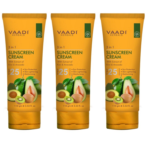 Vaadi Herbals Sunscreen Cream SPF-25, 110g (Pack of 3)