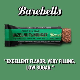 Barebells Protein Bars Hazelnut & Nougat - 12 Count, 1.9oz Bars - Protein Snacks with 20g of High Protein - Chocolate Protein Bar with 1g of Total Sugars - On The Go Protein Snack & Breakfast Bars
