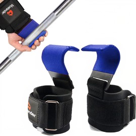 Bluelander Straps para Gym para Levantamiento de Pesas, Straps Ganchos de Levantamiento con Muñequera Ajustable de Velcro, Agarre Firme y Seguro de Ejercicio, Antideslizantes, Prevención de Lesiones