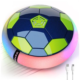 Mirana Hover Soccer Ball - Inbuilt Rechargeable Battery - Indoor Soccer Toys with Attractive LED Light - Soft Foam Bumper Floating Soccer Ball Disk - Kids Gifts (Blue Green)
