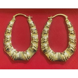 nikandco 14kt Gold Filled Pincatch Hoop Earrings Bamboo  oval