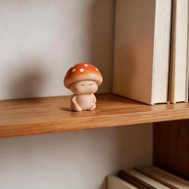 ehuoyan Meditation Mushroom Statue Mini Resin Figurine for Desk Shelf Decor Cute Whimsical Home Office Accessory Gift for Women Plant Lovers