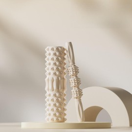 Yoga Column & Roller Stick Set (2 Counts/Set), Yoga Foam Roller, Muscle Relaxation Massage Stick, Yoga Thin Leg Mace Roller for Home & Gym Does not apply - Color: Baby Pink, Specification: One-Size