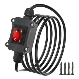 EATAKWARD 20A 125V AC Inline Switch, IP66 Waterproof DPST Inline Cord Switch with Red Rocker Button (ON/Off Switch)