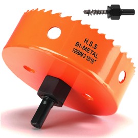 Hole Saw 100mm, Hole Saw with Drill Bit for Wood, Orange Bi-Metal Hole Cutter Smooth Cutting for Soft Metal, Drywall and Plastic