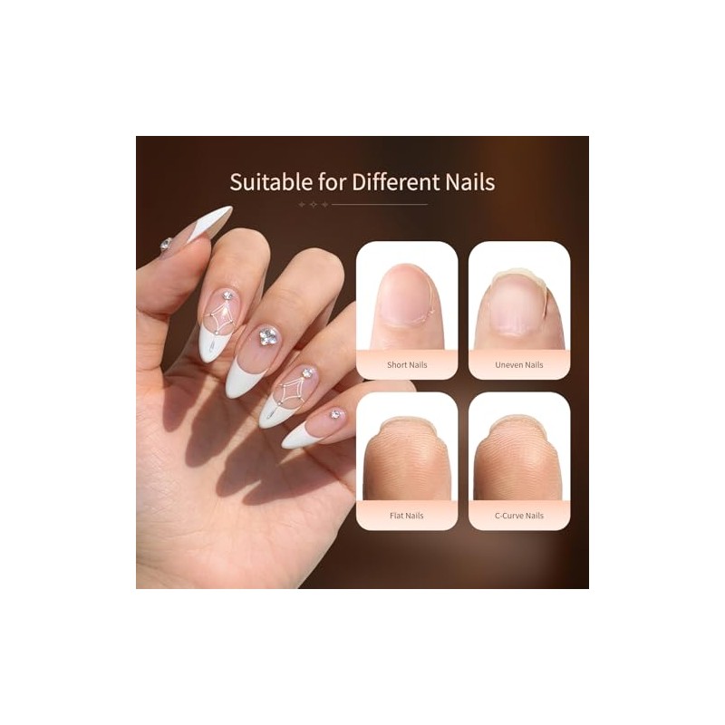 JODSONE Puntas de uñas almendradas 224 piezas Puntas de uñas