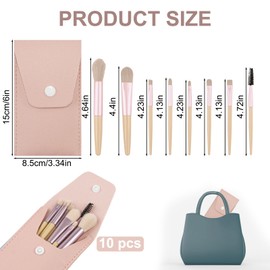 10 Sets Travel Size Makeup Brushes Set Mini Face Make up Brushes Brushes Bag for Makeup Party Favors Wedding Bridal Shower Favors Bridesmaid Gift Bachelorette Party Gift (Ivory Beige)