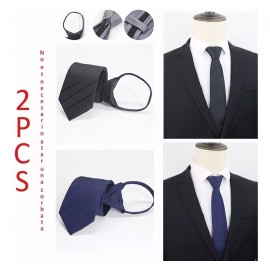 Pedrom Men's Necktie Classic Tie Woven Jacquard Neck Ties 2 Pcs