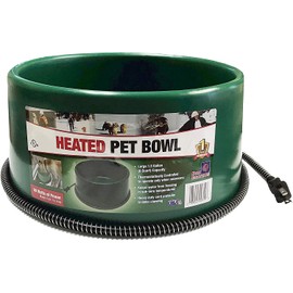Farm Innovators P-60 1-1/2 Gallon Green Round Heated Pet Bowl