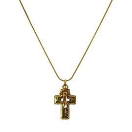 HXFIZQQ 18K Titanium Steel Gold-Plated Double Cross Ladies Necklace - Adjustable Length, Simple Collarbone Chain, Fashion Jewelry, Festival Gift, Faith Gift, Religious Style Accessory.