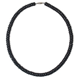 Native Treasure 20" Mens and Womens Tropical Summer Beach Surfer Necklace From the Philippines, Black Coconut Beads, Mens Summer Necklace