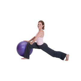 Exercise Ball (55-85cm) Duraform Yoga Ball, Burst Resistant Stability, Balance, and Pilate Supports 600lbs, with Hand Pump. (Purple, 75CM)
